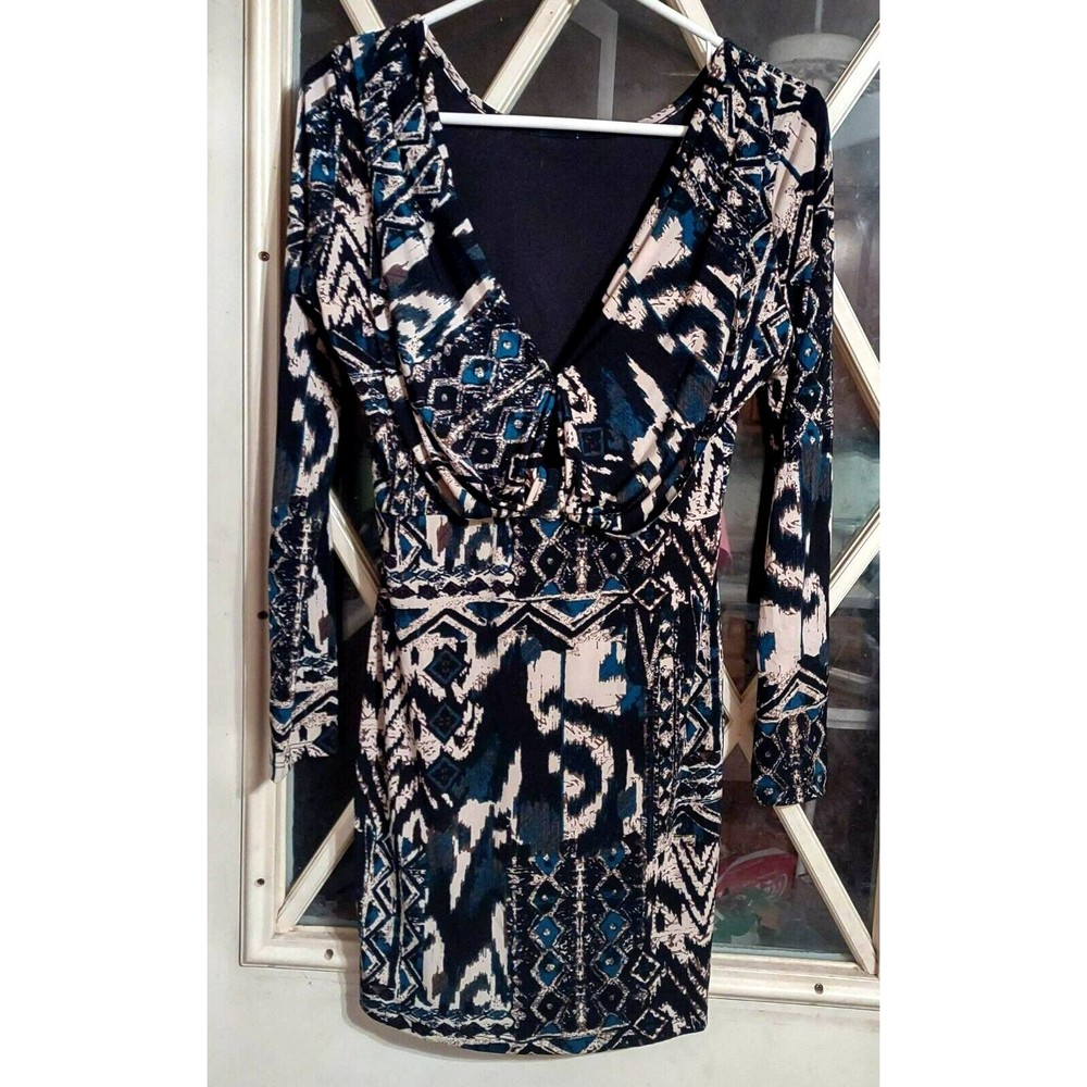 Windsor Geometric Dress Large Aztec Design Long Sleeve V Neck
